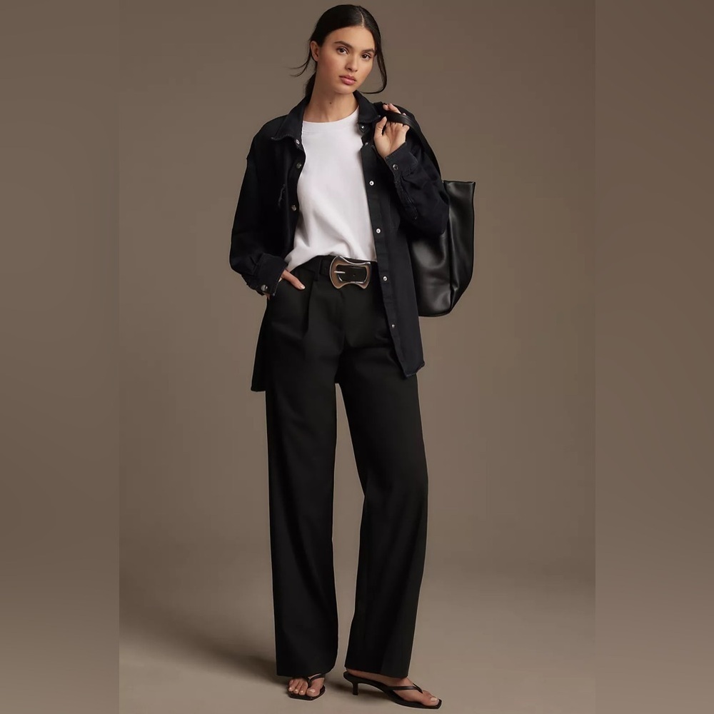 Reformation 'Alex' Black Linen Linen Pant Size  8 Petite 100% Linen